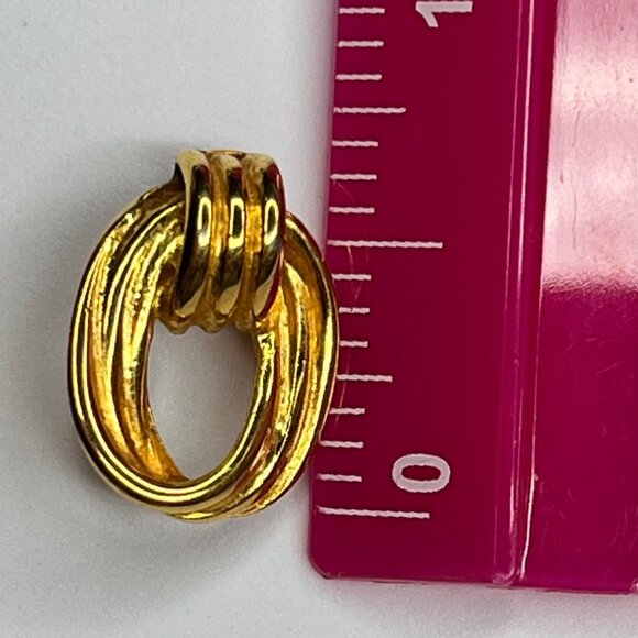 Vintage Signed  Premier Designs Gold Tone Twisted Oval stud Earrings - Picture 3 of 3